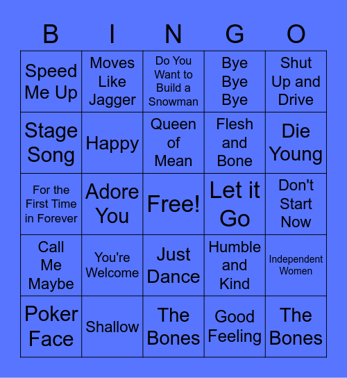 Virtual Song Bingo 9 Bingo Card