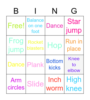 Fitness Bingo Card