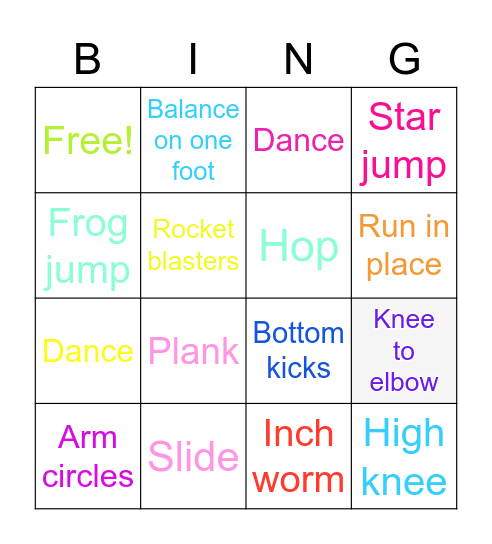 Fitness Bingo Card