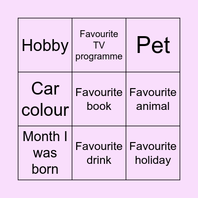 Get to know Miss McVinnie Bingo Card