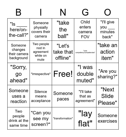 WebEx (business) Bingo Card