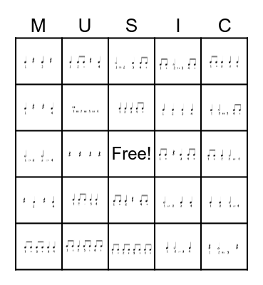 Rhythm Bingo-Level A Bingo Card