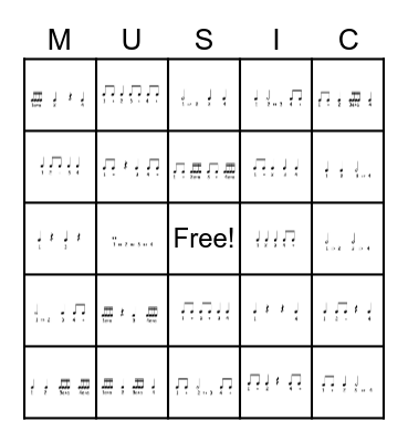 Rhythm BINGO- Level C Bingo Card