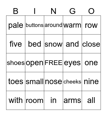 Ten, Nine, Eight  pg.203 Bingo Card