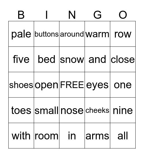 Ten, Nine, Eight  pg.203 Bingo Card