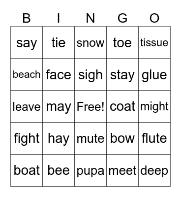 Vowel Teams Bingo Card