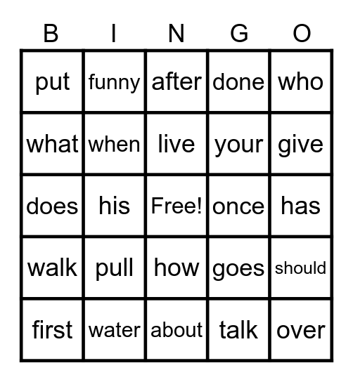Red Words Bingo Card