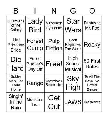 Movie Bingo Card