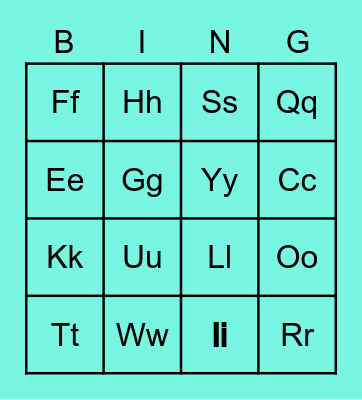 Alphabet Bingo Card