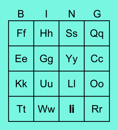 Alphabet Bingo Card