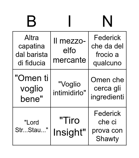 Zavizi Bingo Card