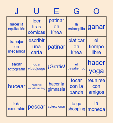 Los Pasatiempos Bingo Card