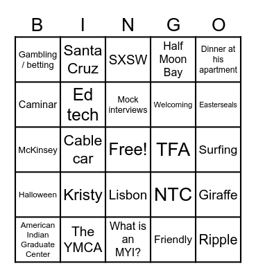 Celebrating Connor! Bingo Card