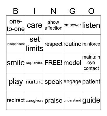 Impact of adults in child development Bingo Card