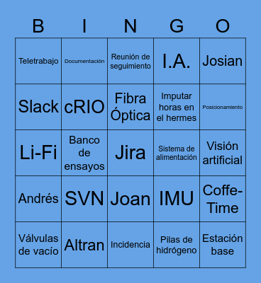 Hyperloop Bingo Card