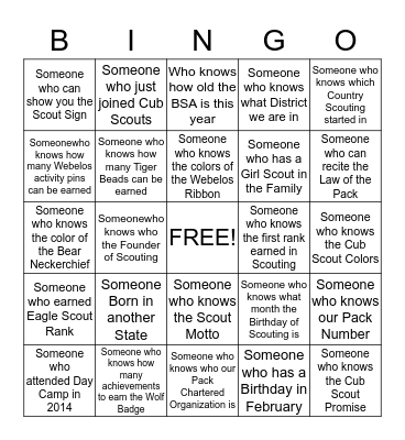 Blue and Gold Bingo Card