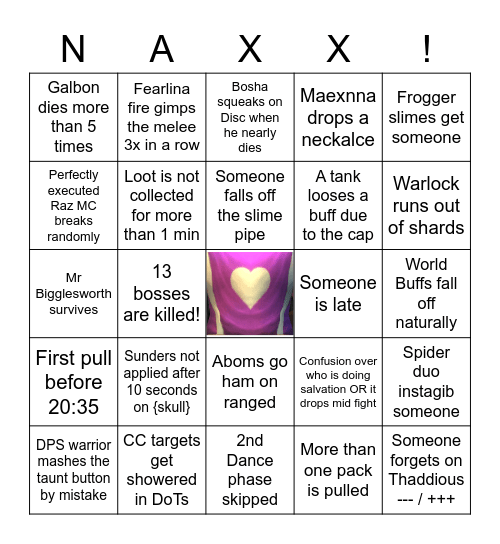 Veneration Naxx Bingo Card