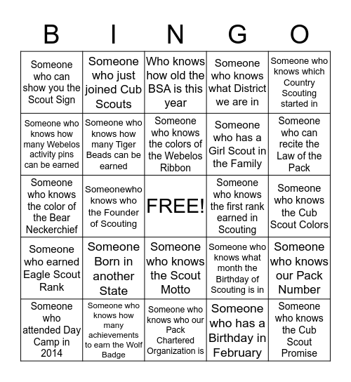 Blue and Gold Bingo Card