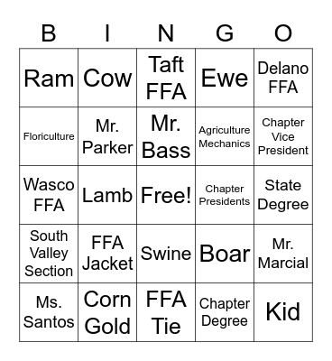 AG Bash 2021 Bingo Card
