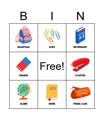 CLASSROOM SUPPLIES (PES123) Bingo Card