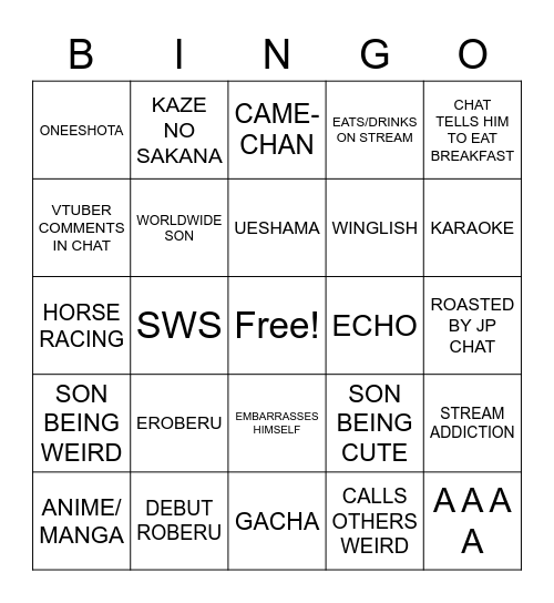 Roberu (beta test) Bingo Card