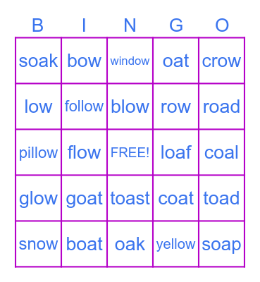 oa and ow bingo Card