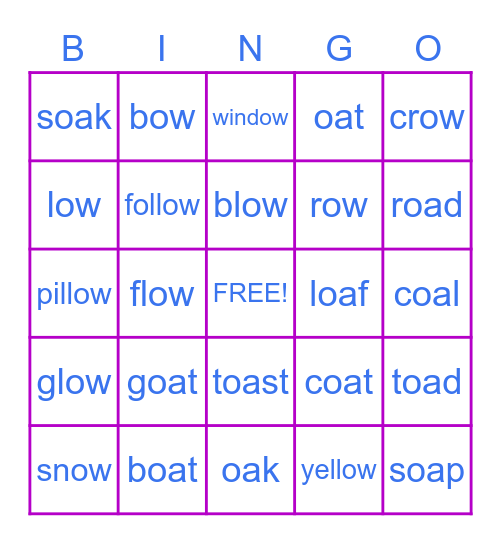 oa and ow bingo Card