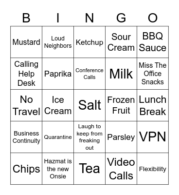 Grocery Bingo Card