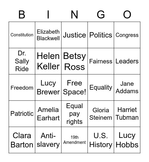 Women's History BINGO Card