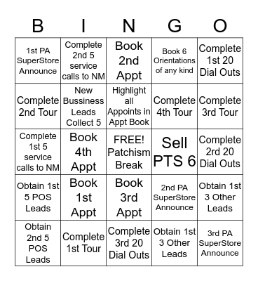 Oshawa HArmony A Team Bingo Card