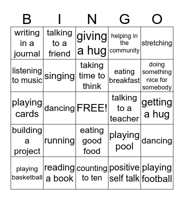 Coping Skills  Bingo Card