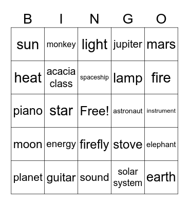 Review Bingo Card