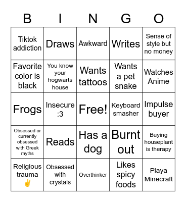 Bongobongo Bingo Card