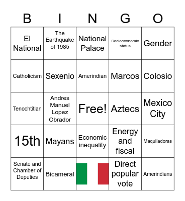 Mexican Government Bingo Card