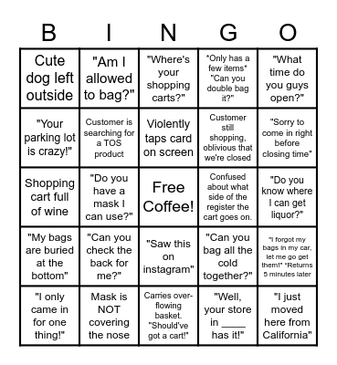 The Trader Joe's Experience Bingo Card