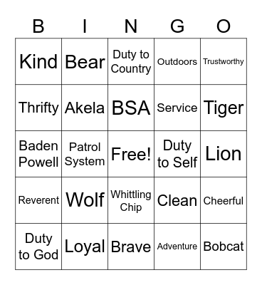 Blue & Gold Banquet Bingo Card