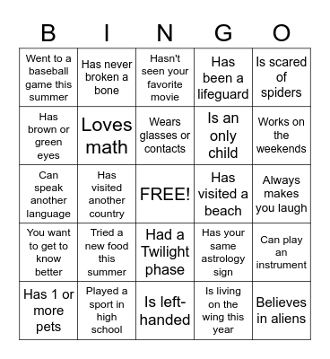 AOII BINGO - Find a sister who... Bingo Card
