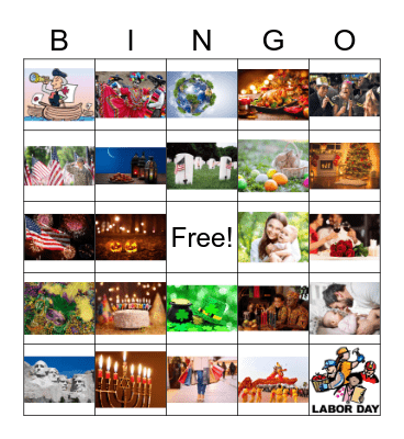 Holidays Bingo Card