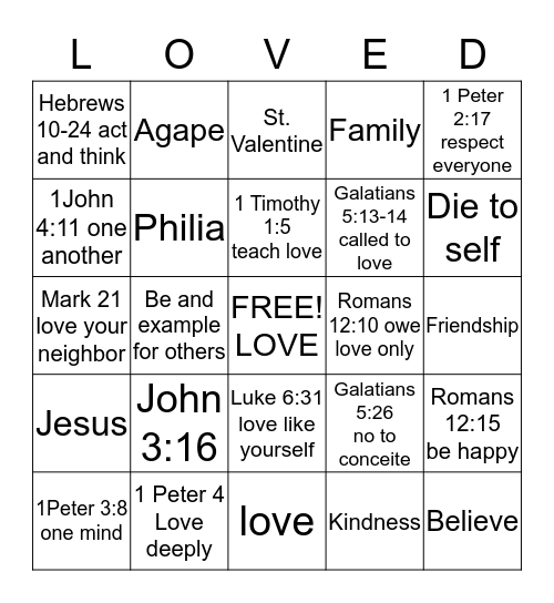 What is LOVE? Bingo Card