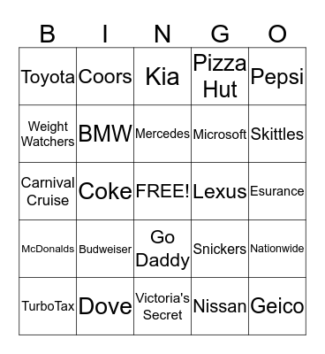 Super Bowl 49 Bingo Card