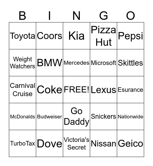 Super Bowl 49 Bingo Card