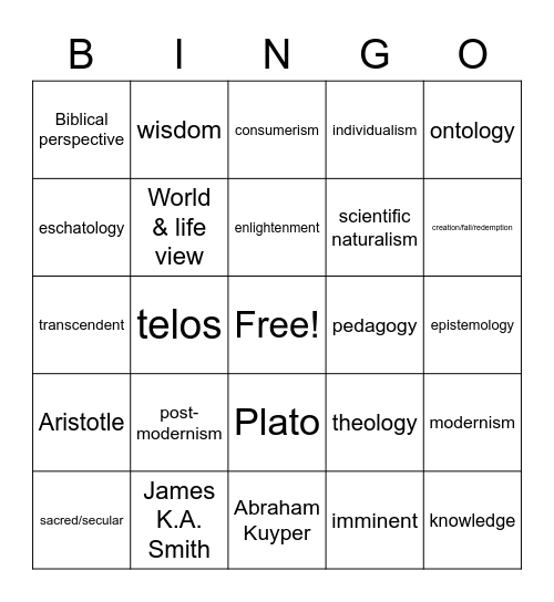 Bingo (Worldview) Bingo Card