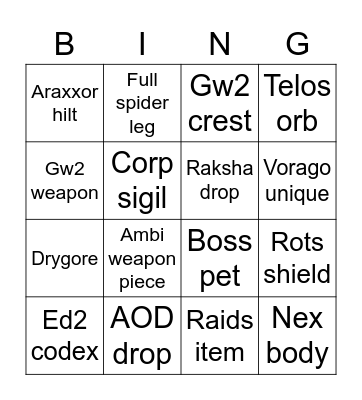 NWO PVM Bingo Card