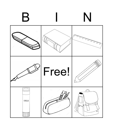 SCHOOL OBJECTS Bingo Card
