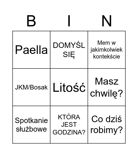 Związek bingo Card