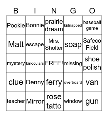 Abduction Bingo Card