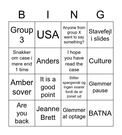 Verner Bingo #2 Bingo Card