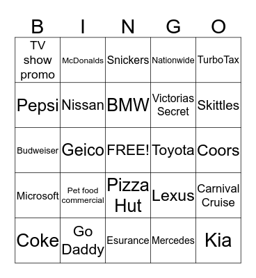 Super Bowl 49 Bingo Card