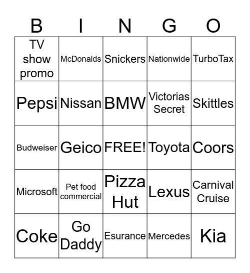 Super Bowl 49 Bingo Card
