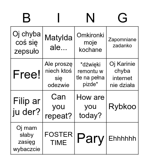 Kaja's bingo Card